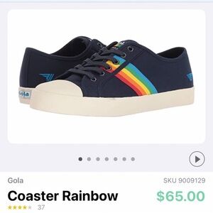Gola Navy Canvas Sneakers with Rainbow Stripe